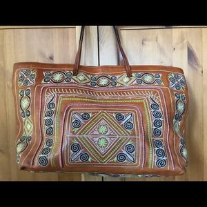 Fendi vintage intricately embroidered leather bag